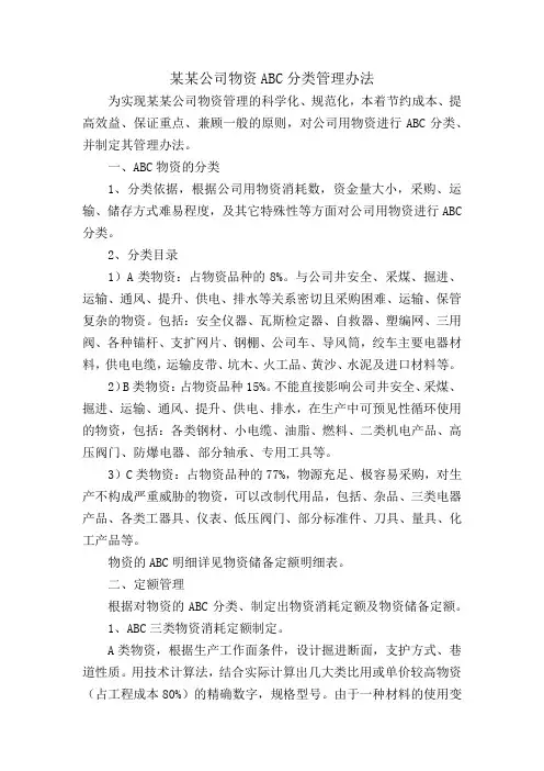 某某公司物资ABC分类管理办法