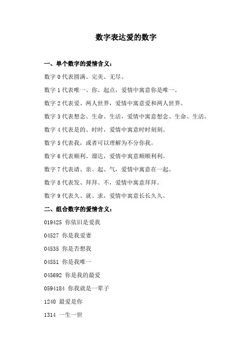 数字表达爱的数字