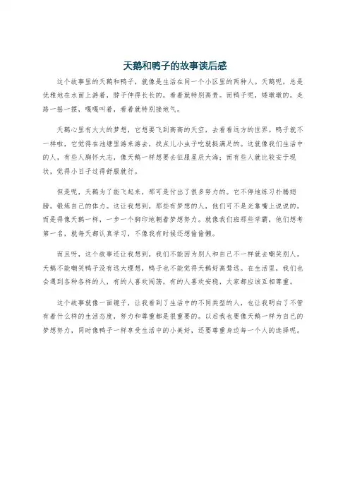 天鹅和鸭子的故事读后感