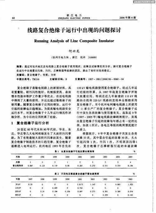 线路复合绝缘子运行中出现的问题探讨