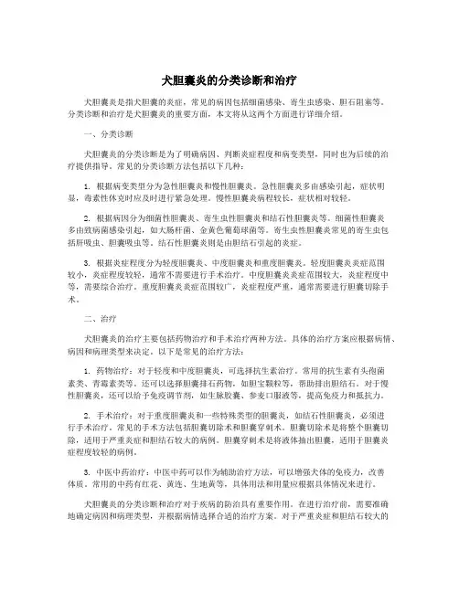 犬胆囊炎的分类诊断和治疗