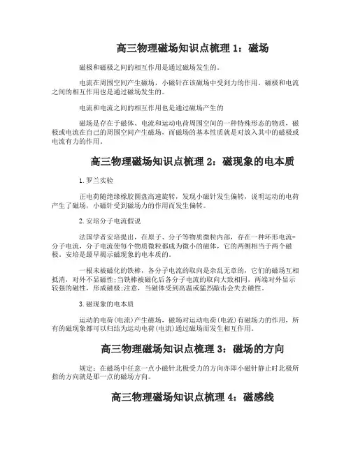 高三物理磁场知识点梳理