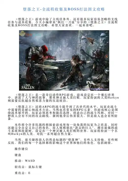 堕落之王全流程收集及BOSS打法图文攻略