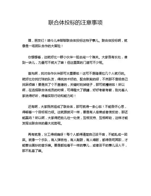 联合体投标的注意事项