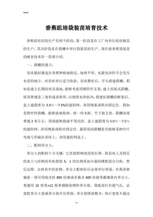 香蕉组培袋装苗培育技术