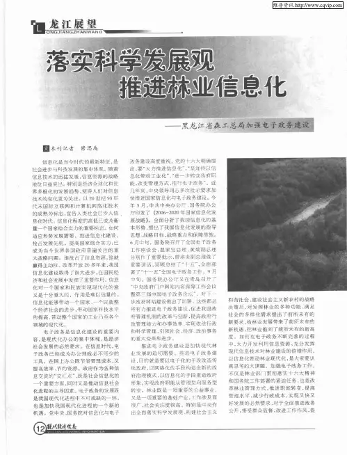 落实科学发展观 推进林业信息化——黑龙江省森工总局加强电子政务建设