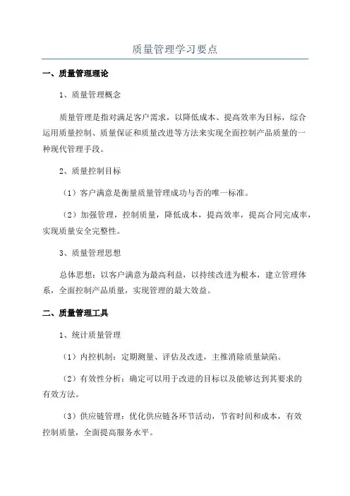 质量管理学习要点