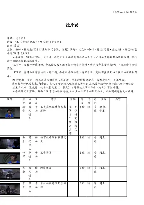 (完整word版)拉片表