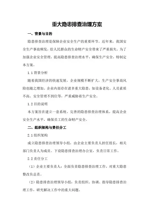重大隐患排查治理方案