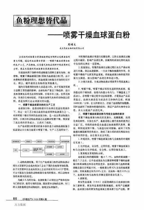 鱼粉理想替代品——喷雾干燥血球蛋白粉