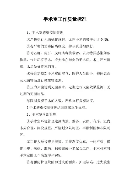 手术室工作质量标准