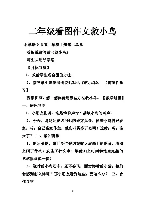 二年级看图作文救小鸟