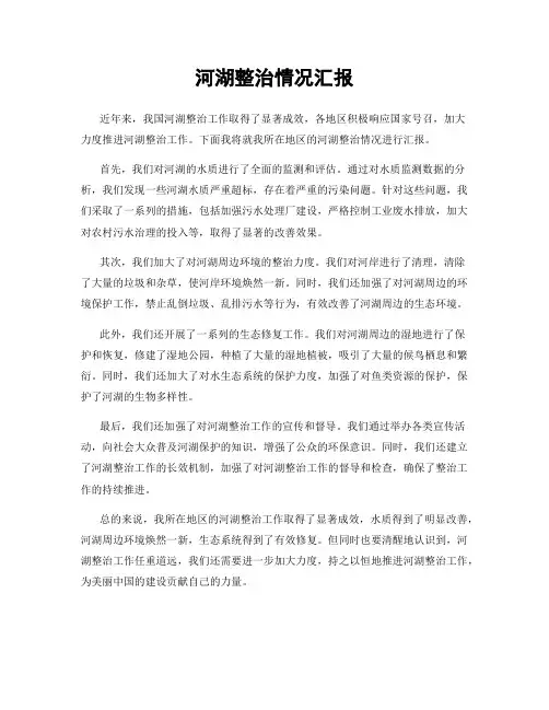 河湖整治情况汇报