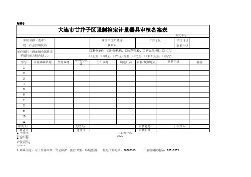 强制检定计量器具审核备案表