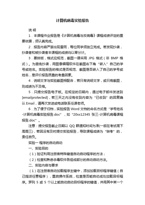 计算机病毒实验报告