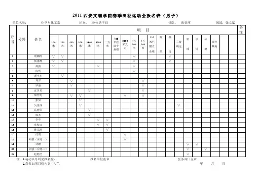 运动会报名表格式模板