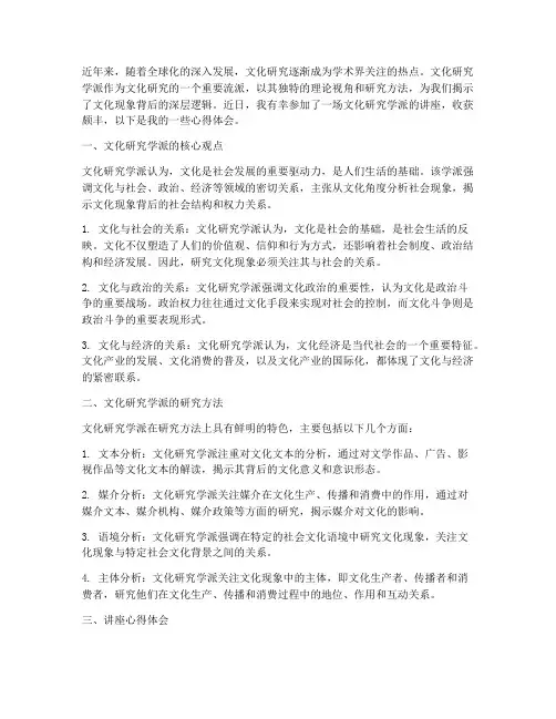 文化研究学派讲座心得体会