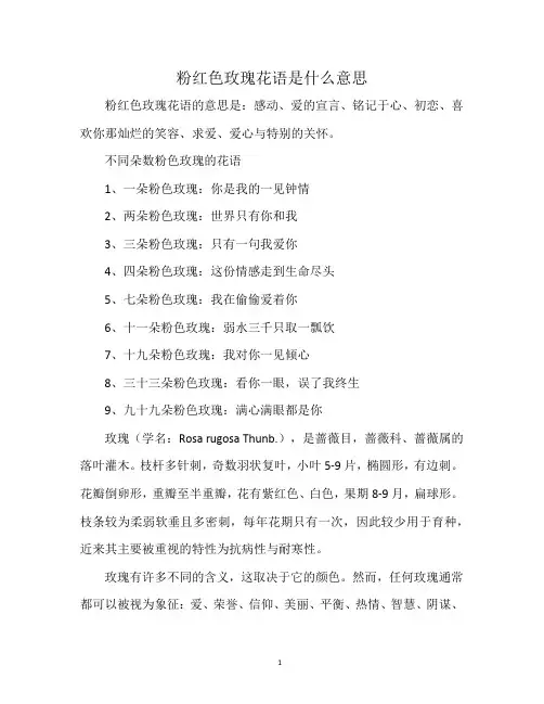 粉红色玫瑰花语是什么意思