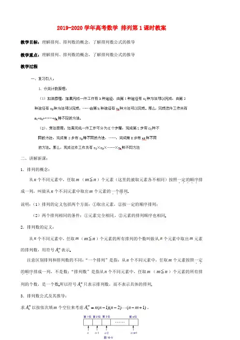 2019-2020学年高考数学-排列第1课时教案