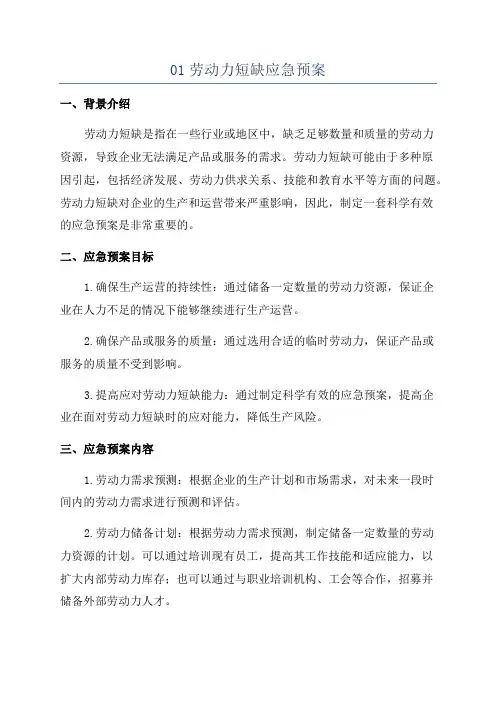 01劳动力短缺应急预案