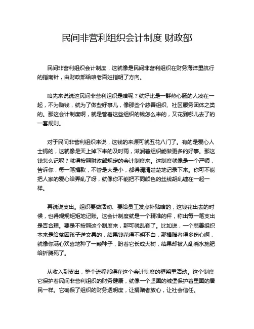 民间非营利组织会计制度 财政部