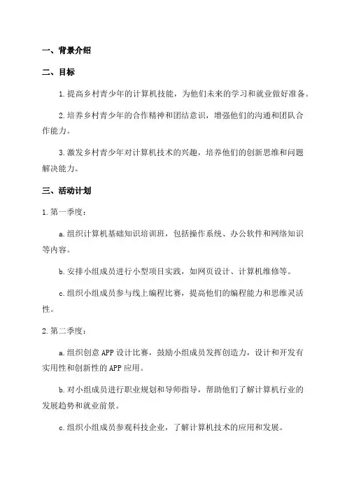 乡村少年宫计算机小组活动计划—年度