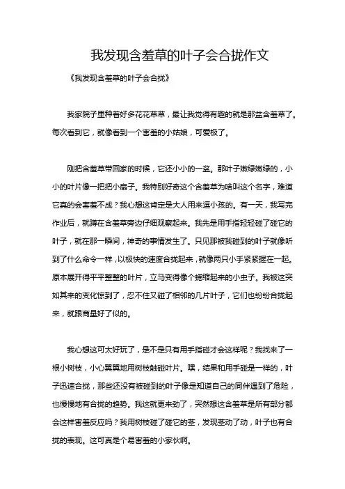 我发现含羞草的叶子会合拢作文