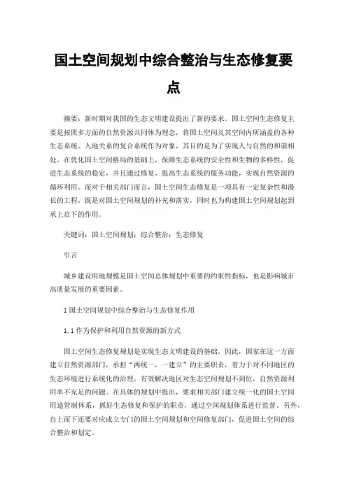 国土空间规划中综合整治与生态修复要点