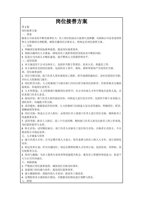 岗位接替方案