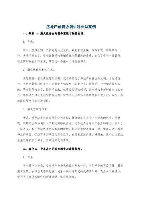 房地产融资协调机制典型案例