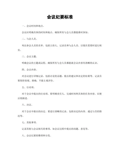 会议纪要标准