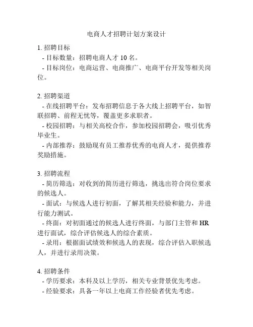 电商人才招聘计划方案设计