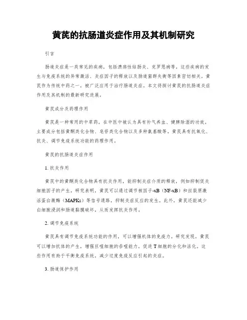 黄芪的抗肠道炎症作用及其机制研究
