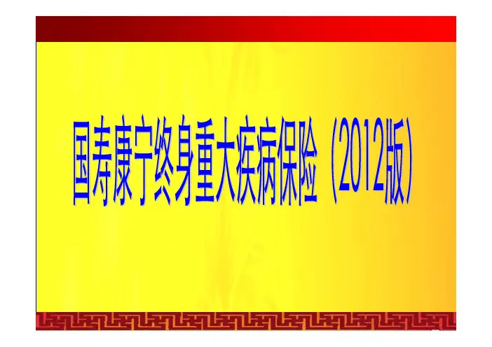 国寿康宁终身重大疾病保险（2012版）