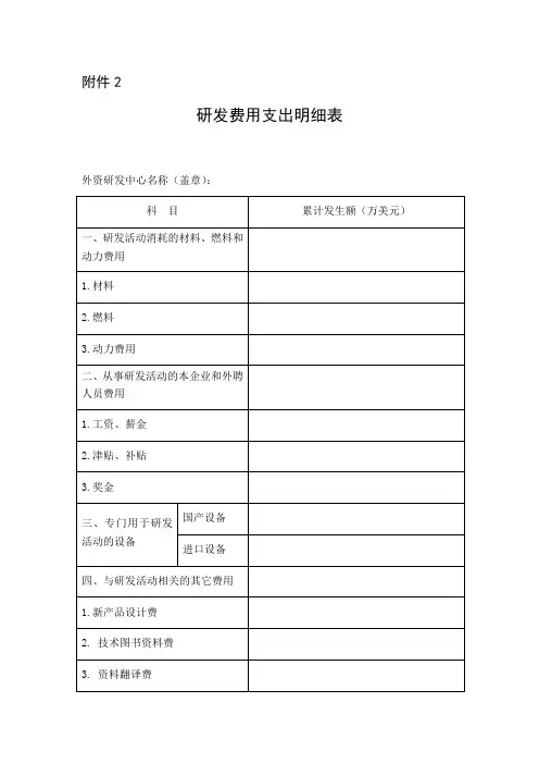 研发费用支出明细表