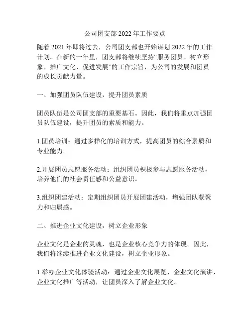 公司团支部2022年工作要点