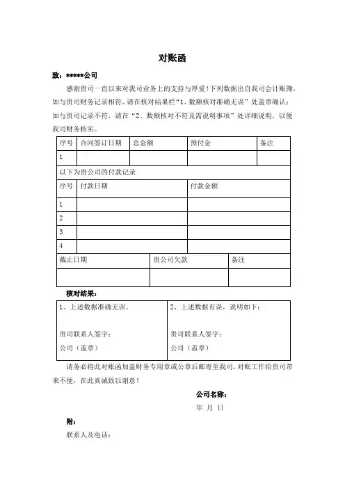 对账函(企业必备范本)