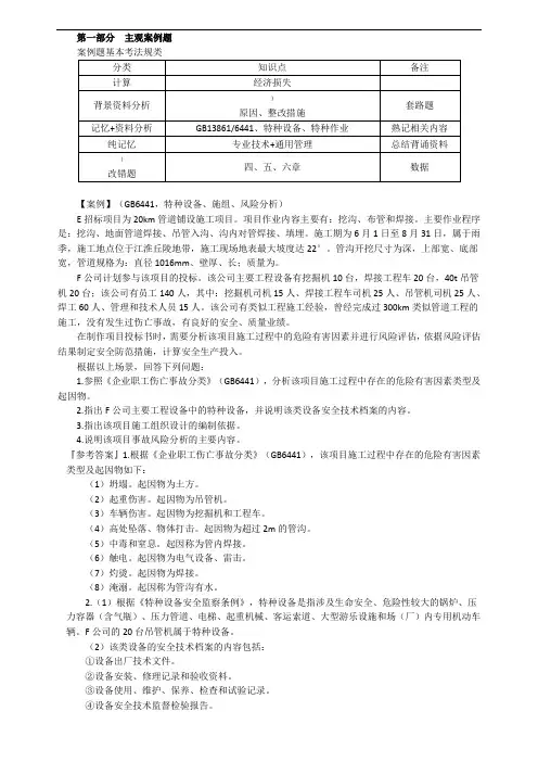 2020注册安全工程师：建筑实务-考点汇总4