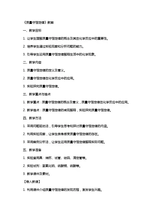 《质量守恒定律》教案
