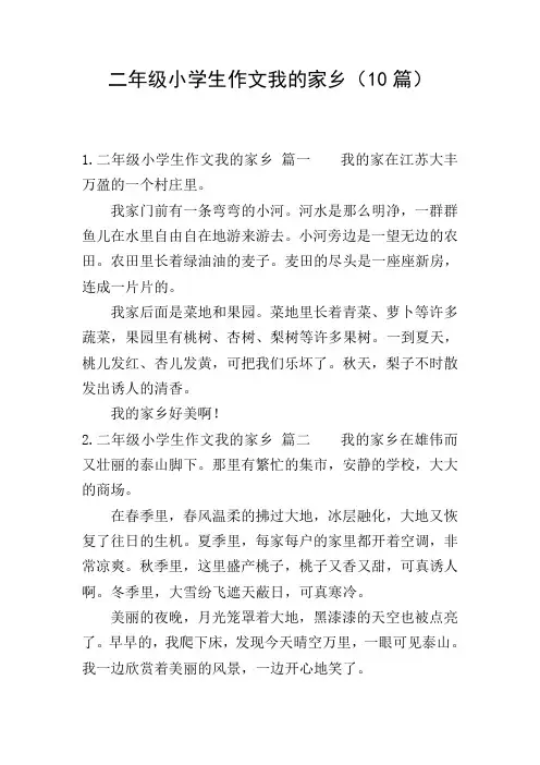 二年级小学生作文我的家乡(10篇)