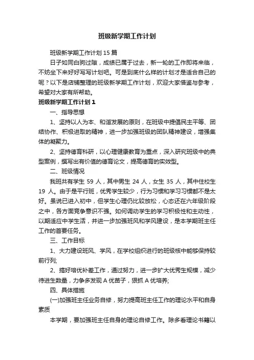 班级新学期工作计划