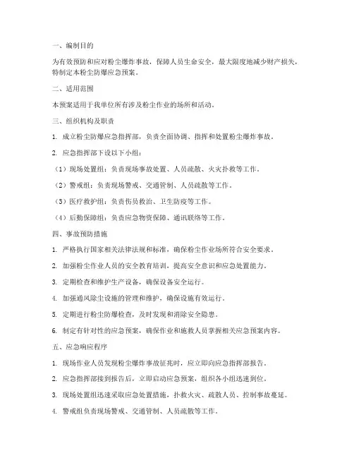 粉尘防爆应急预案模板