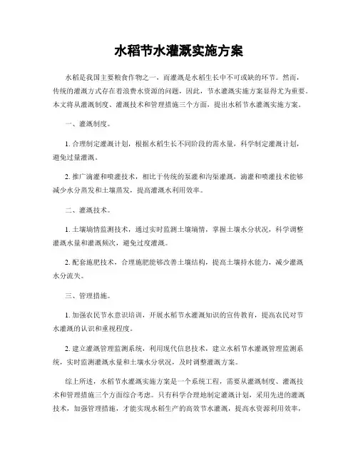 水稻节水灌溉实施方案