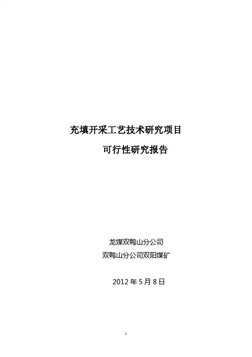 1.充填开采工艺技术研究可行性研究报告