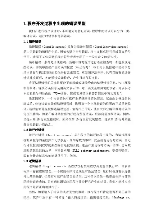 VC6.0常见错误信息分析