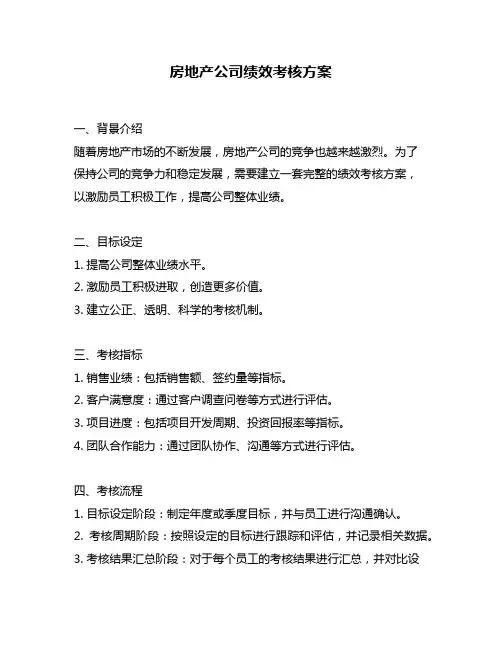 房地产公司绩效考核方案