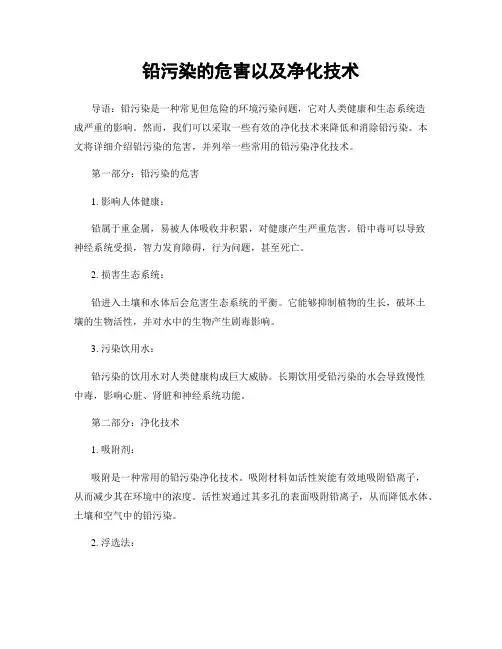 铅污染的危害以及净化技术