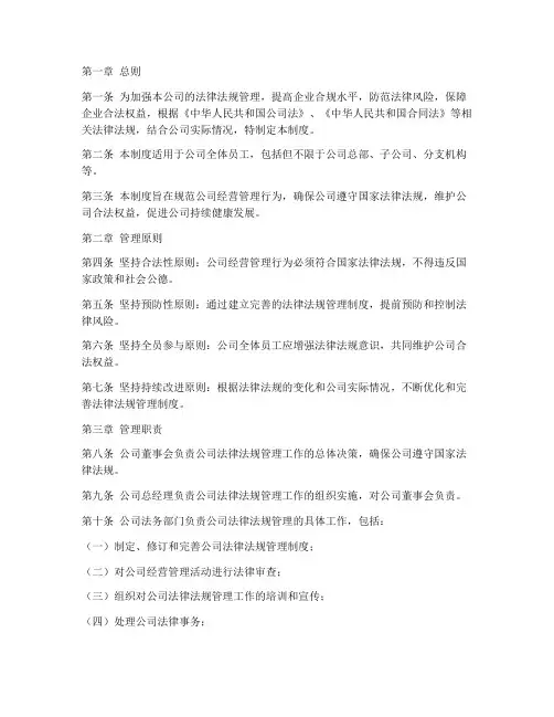 企业法律法规管理制度范本