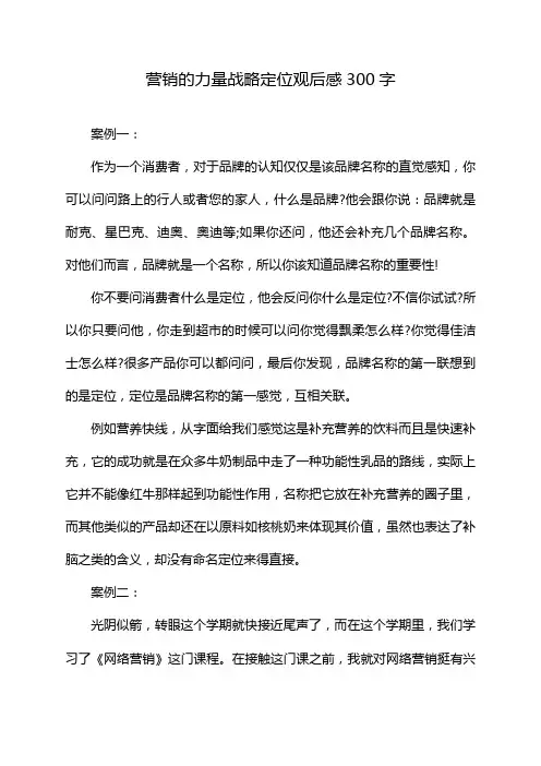 营销的力量战略定位观后感300字
