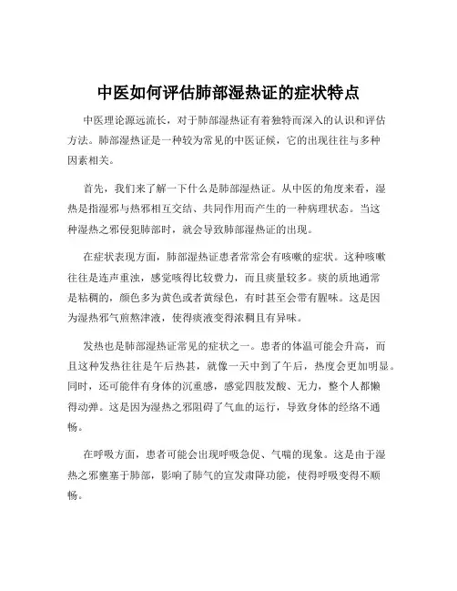 中医如何评估肺部湿热证的症状特点